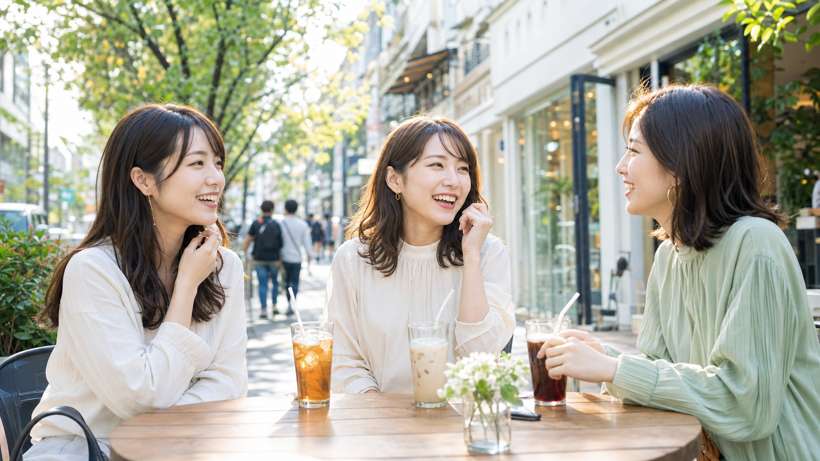 リア充女子の特徴を象徴する笑顔の女性グループ