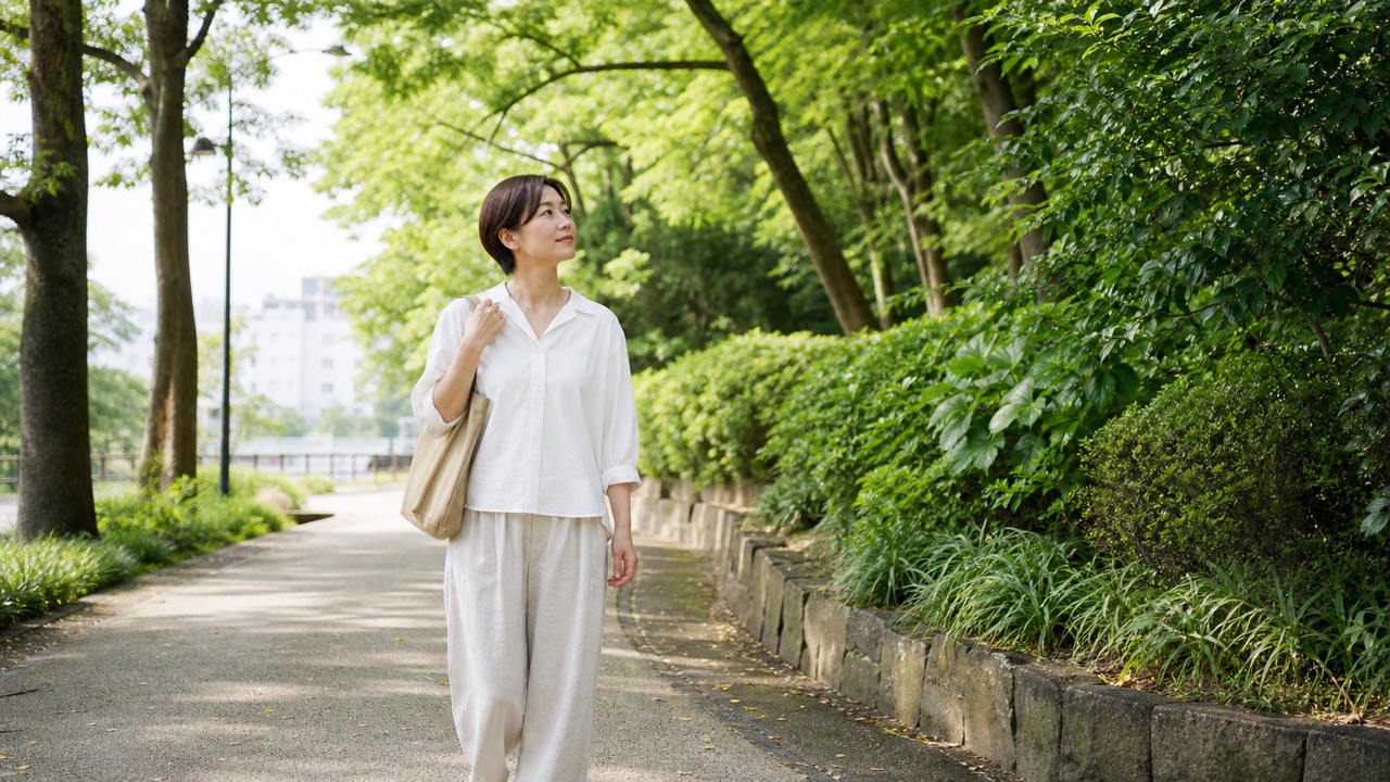 緑の中を一人で散歩しながら自分のペースを大切にする隠れリア充