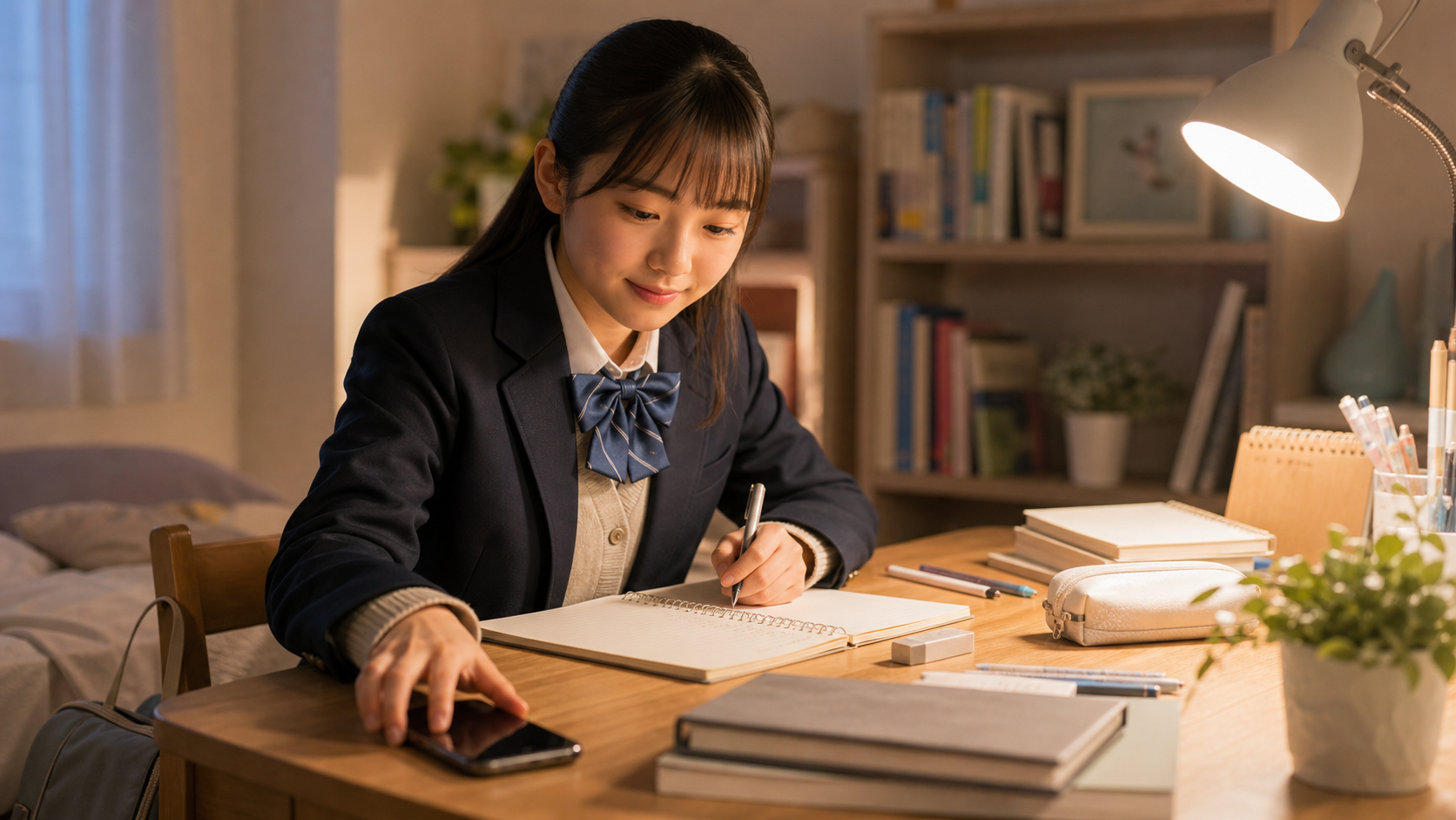 SNS比較から離れて自分のペースを整える中学生のイメージ