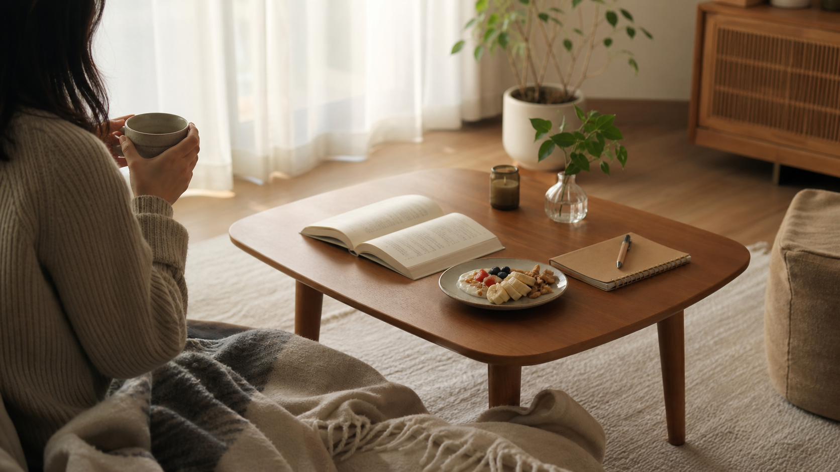 ソロリア充の週末を始める朝の部屋と手帳のイメージ