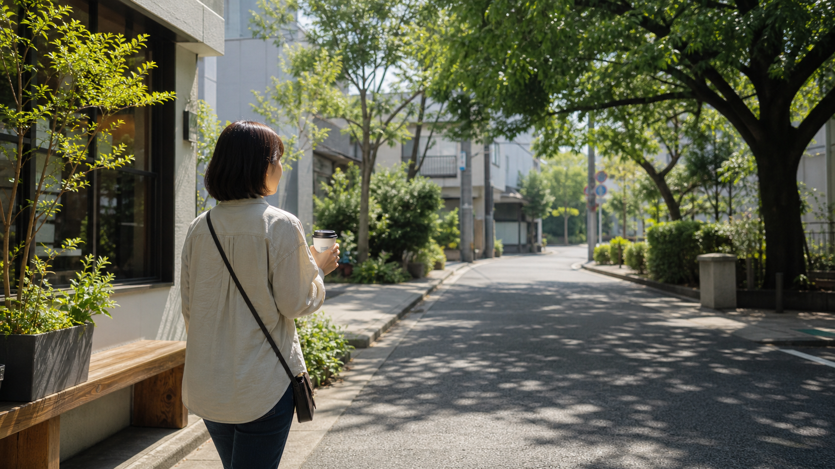 朝の散歩とカフェで一人時間を整えるソロリア充のイメージ