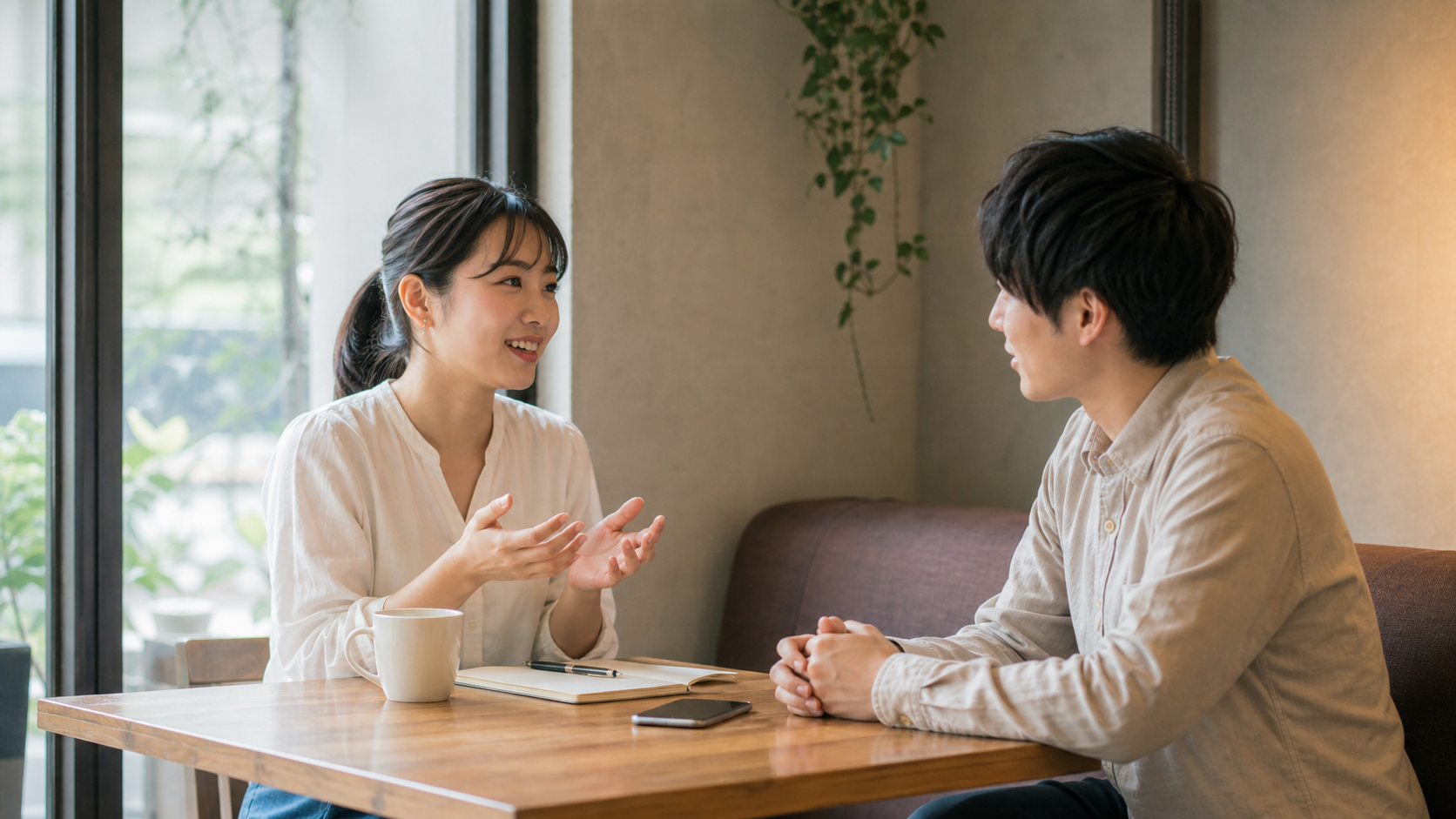 リア充アンチのつらさを相談して気持ちを整理する場面