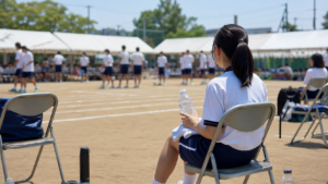 体育祭の応援席で一人でも落ち着いて過ごす生徒