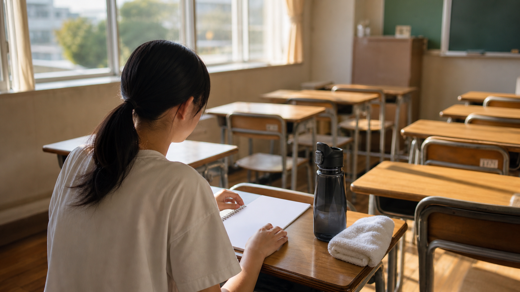 体育祭後の教室で気持ちを整理する生徒