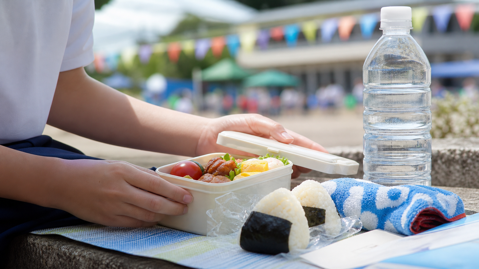 体育祭の昼休みに一人で食べやすい弁当と水筒