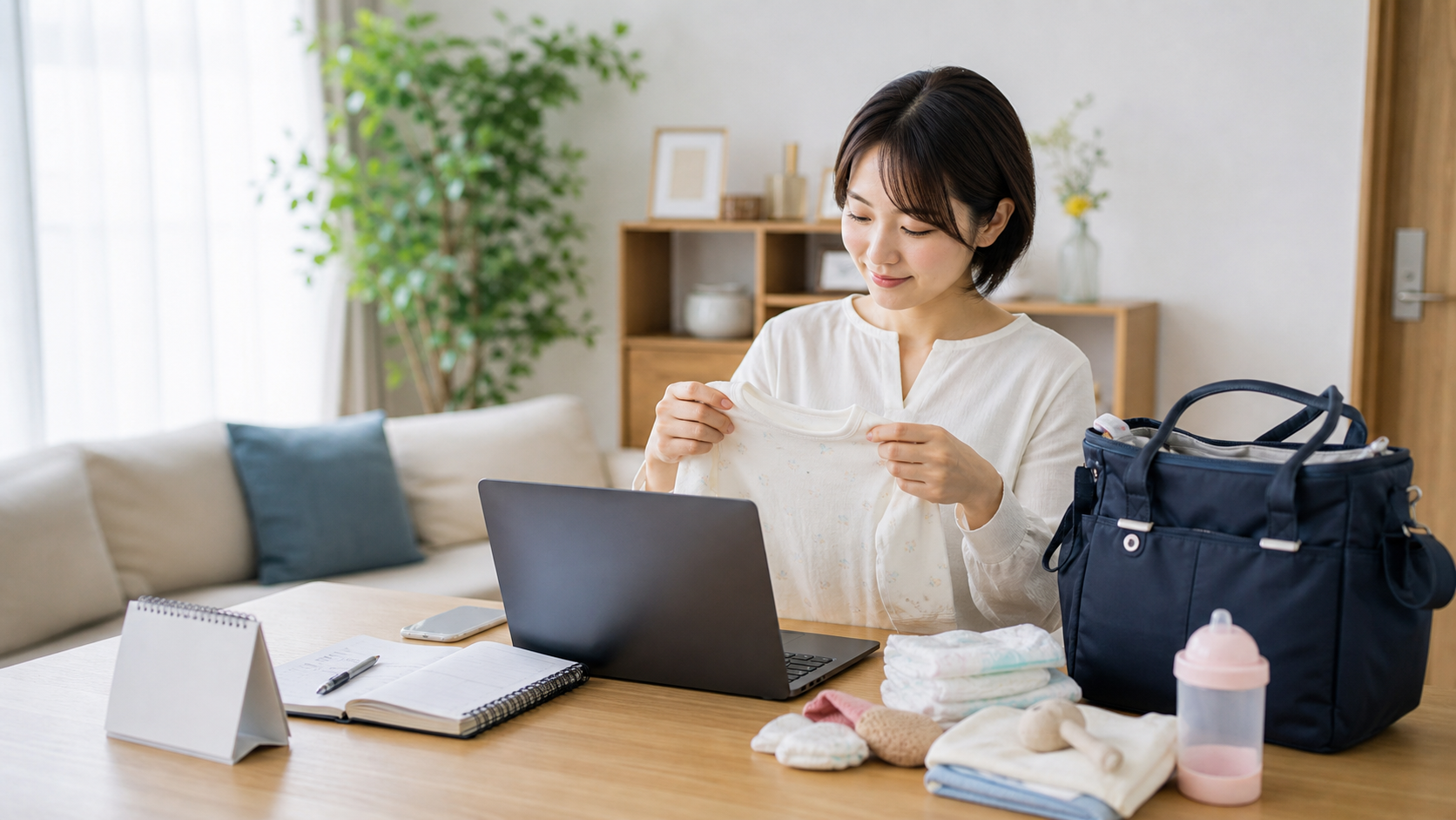 育休明けの職場復帰と保育園準備を進める様子