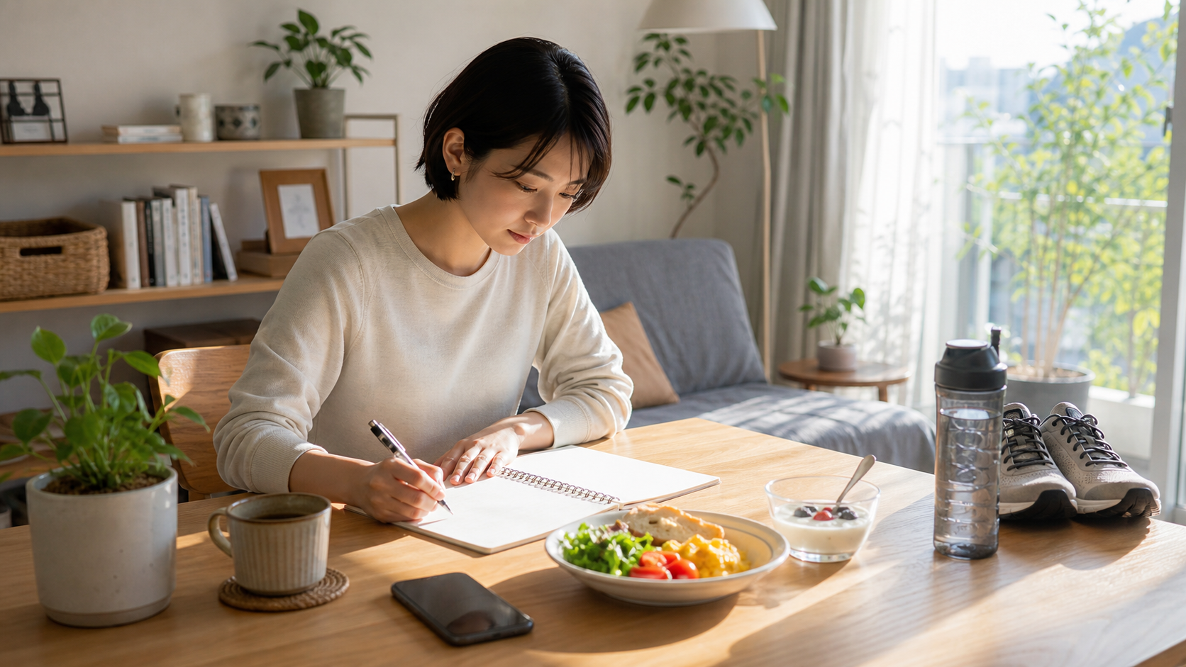 リア充の意味を自分の生活に置き換える朝のイメージ