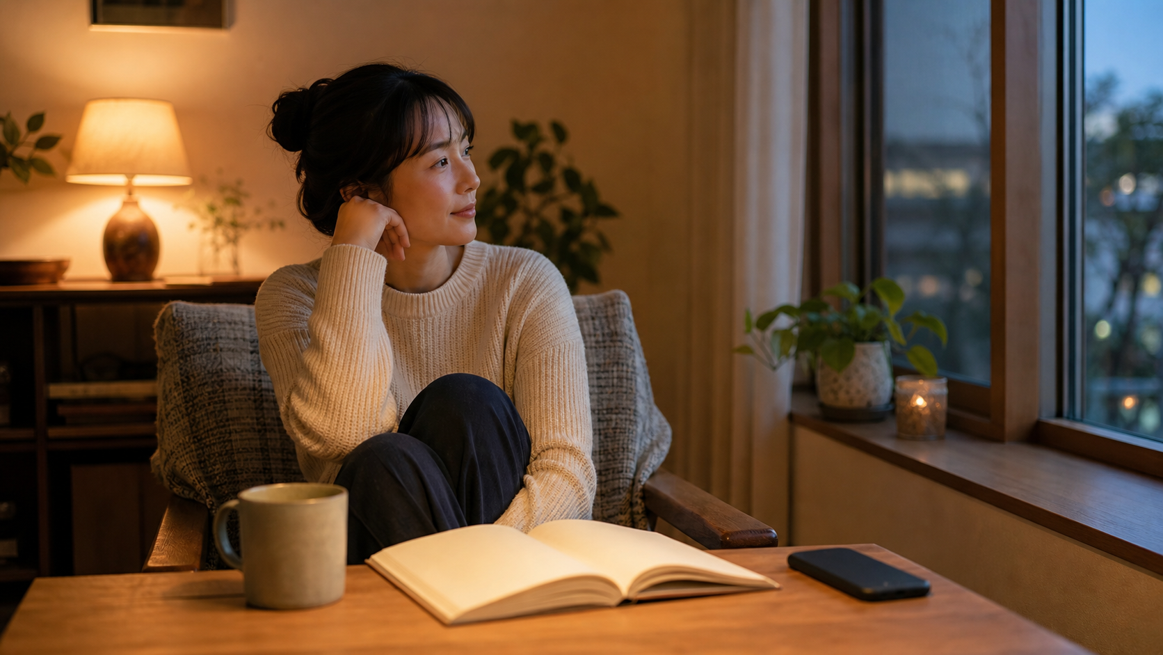SNSのリア充投稿と自分の生活を比べすぎない夜のイメージ