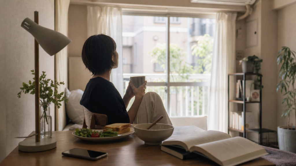 社会人で友達がいない休日を落ち着いて過ごすイメージ
