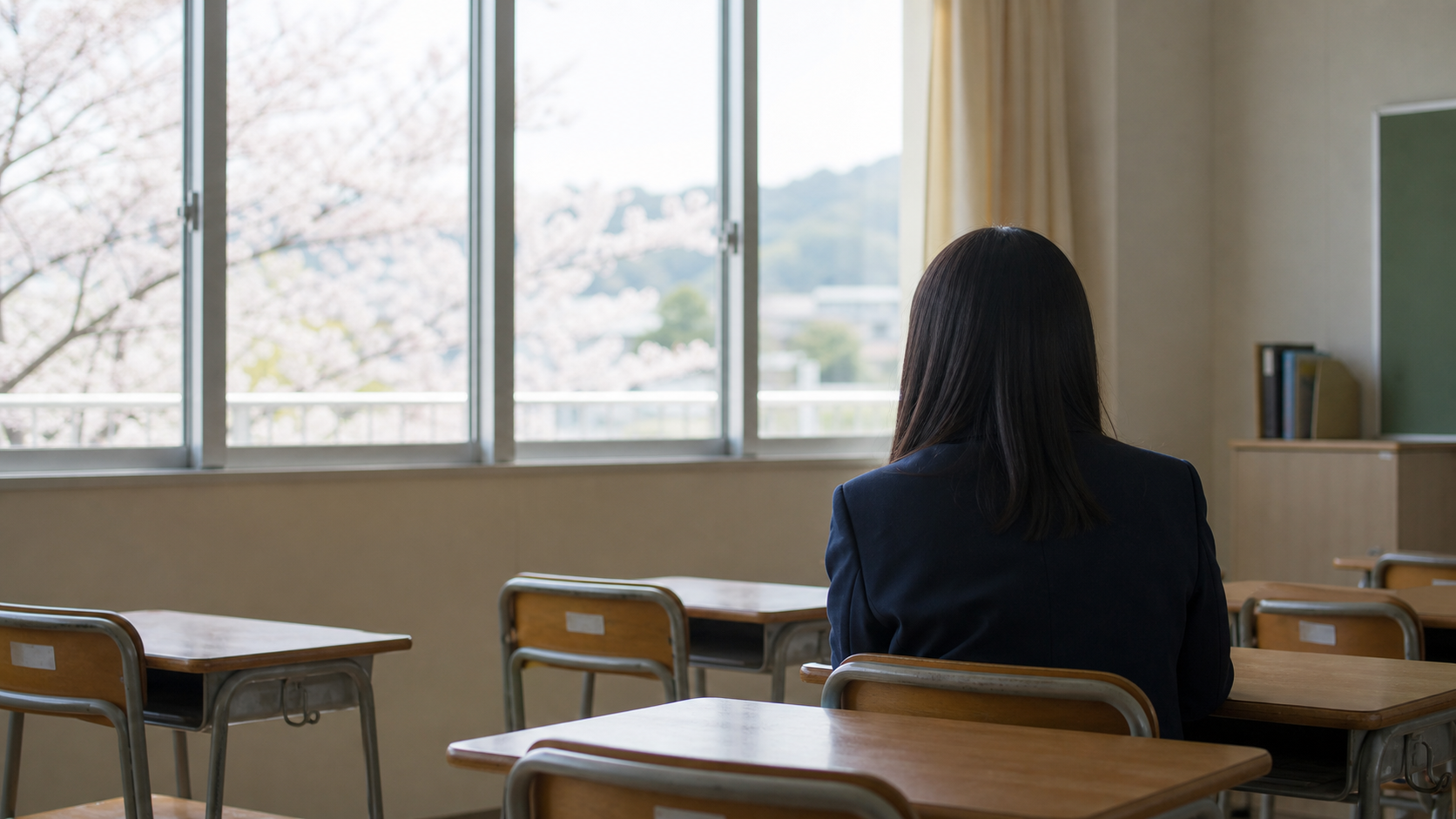 高校で友達がいない生徒が放課後の教室で自分の時間を整えている様子