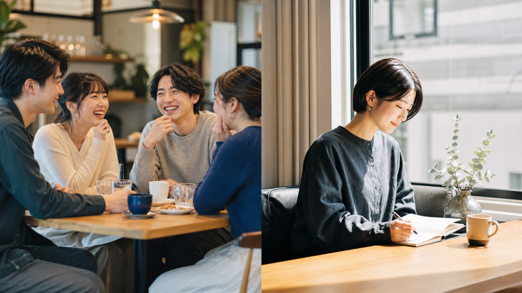 リア充とソロ充の違いを表すカフェ時間