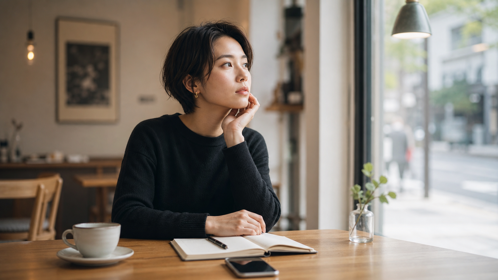 別れさせたい心理を安全に見直すカフェの人物