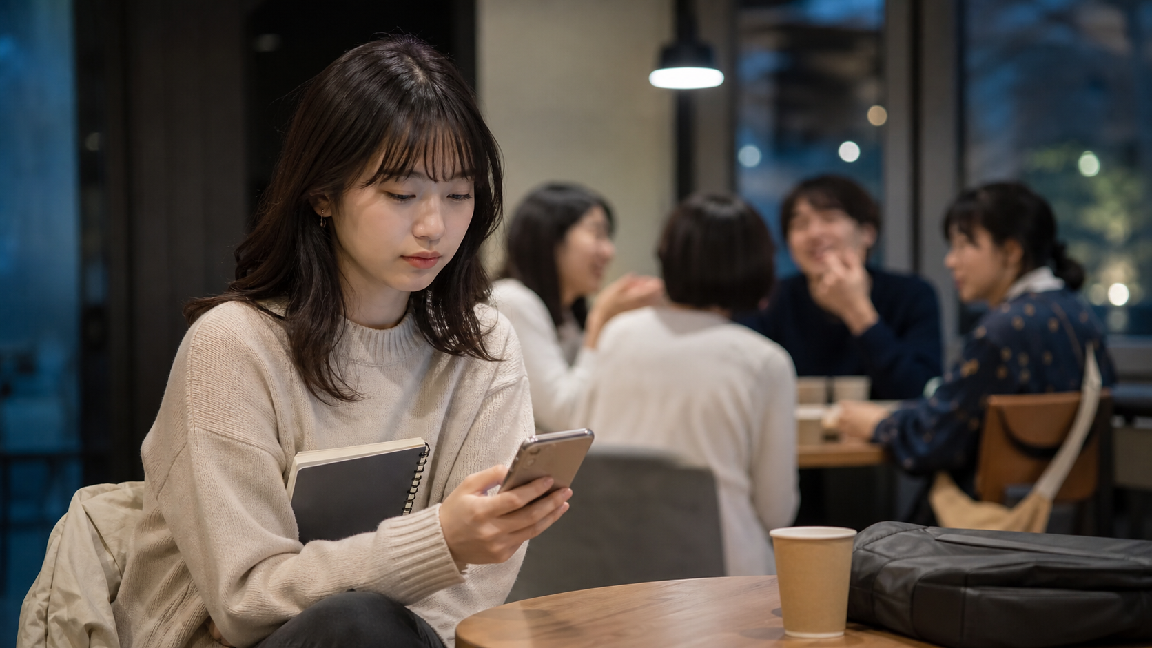 周囲の反応を気にして疲れやすい行動パターンを考える若者