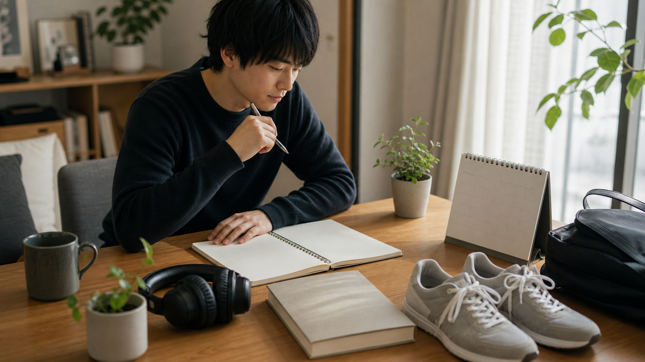 休日の予定を自分のペースで考える落ち着いた部屋の風景