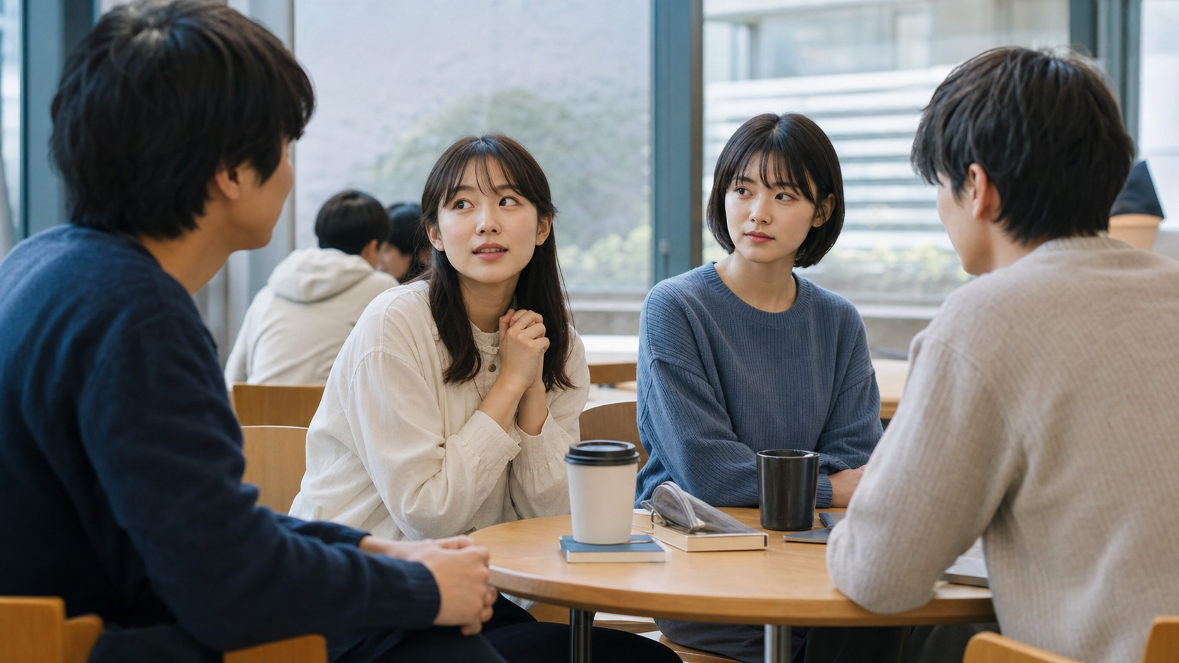 キョロ充がうざいと言われる理由を表す会話中の若者