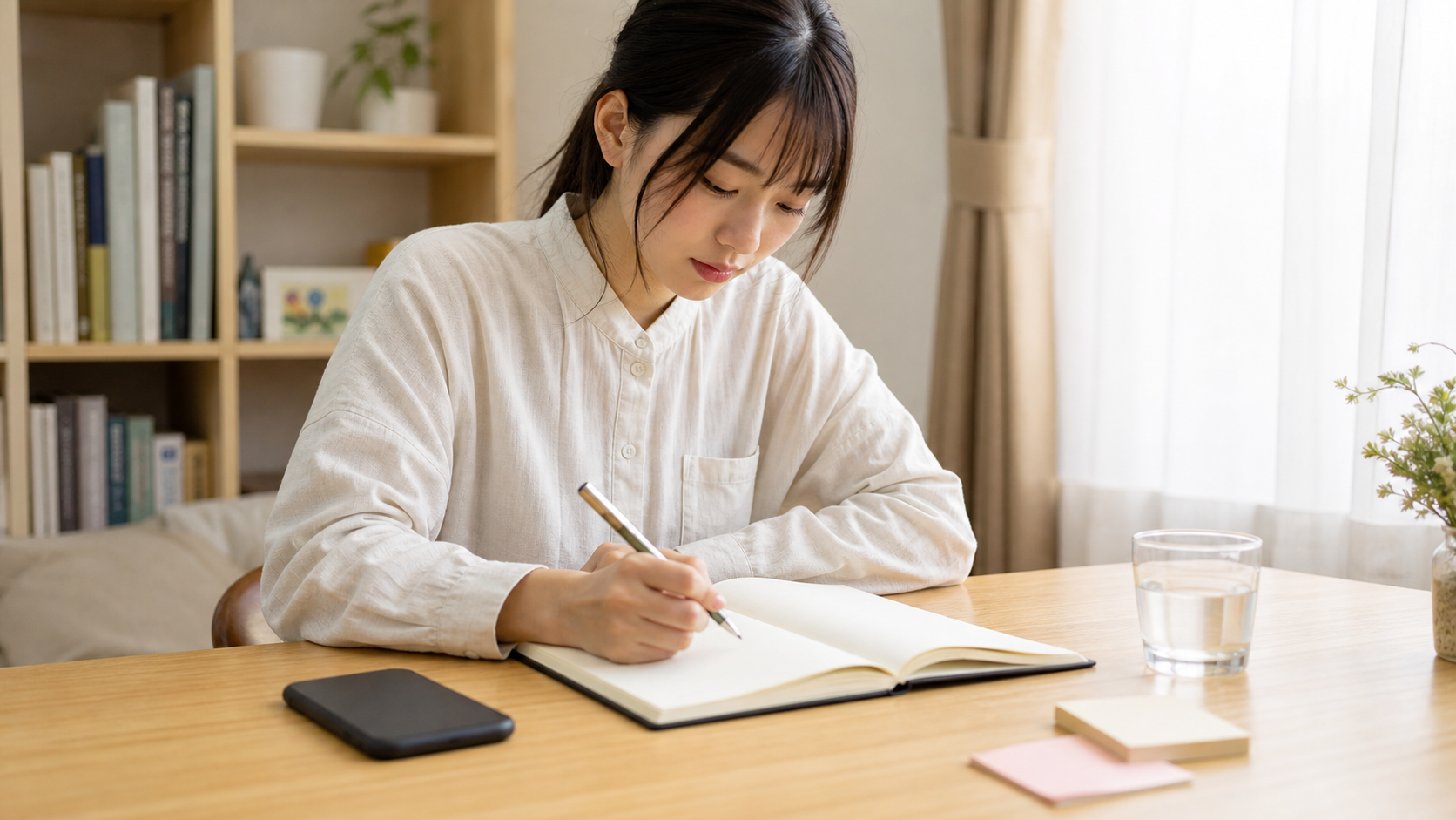 人間関係で疲れた場面をノートに書き出して整理する様子