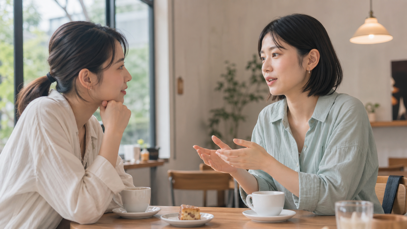 友人と本音で話しながら自分の好みを確かめるイメージ