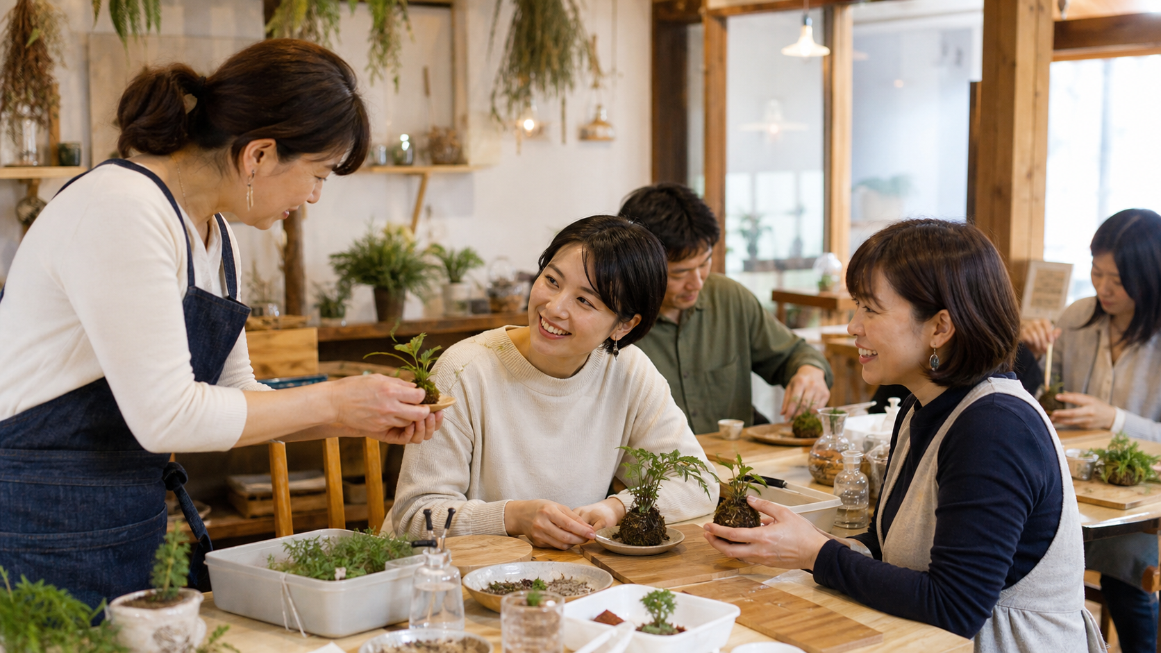 趣味イベントのワークショップで自然に交流する人たち