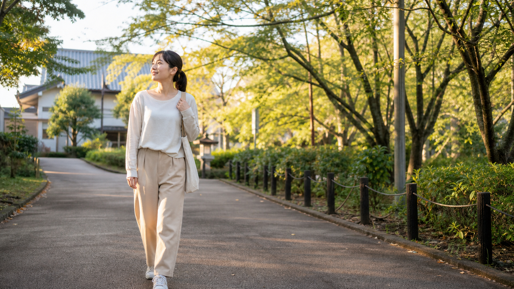 SNSから少し離れて公園を歩き気持ちを整える人