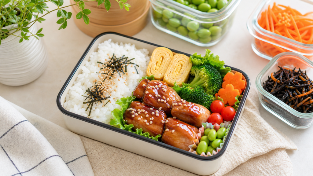 リア充弁当の中身を彩りよく詰めた完成例