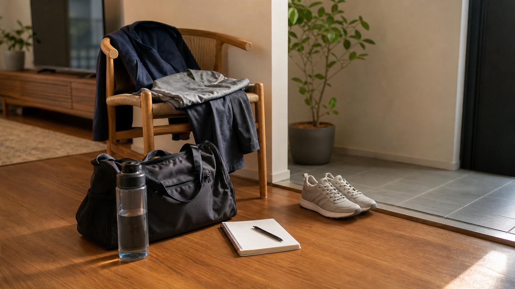 前夜に整えた服とバッグで続けやすくしたリア充モーニングルーティン