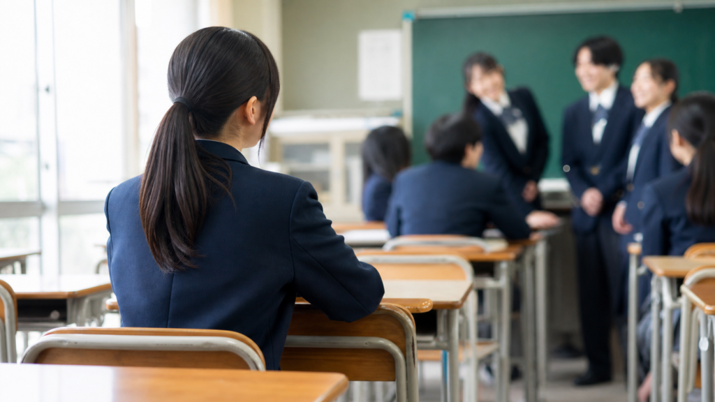 席替えでぼっちになった教室の様子