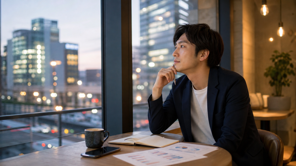 社会人のリア充割合を考える仕事帰りのカフェ風景