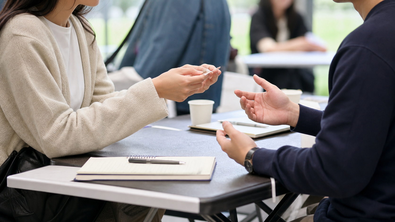 非リア充の恋愛観を大切にしながら小さな会話を始める場面