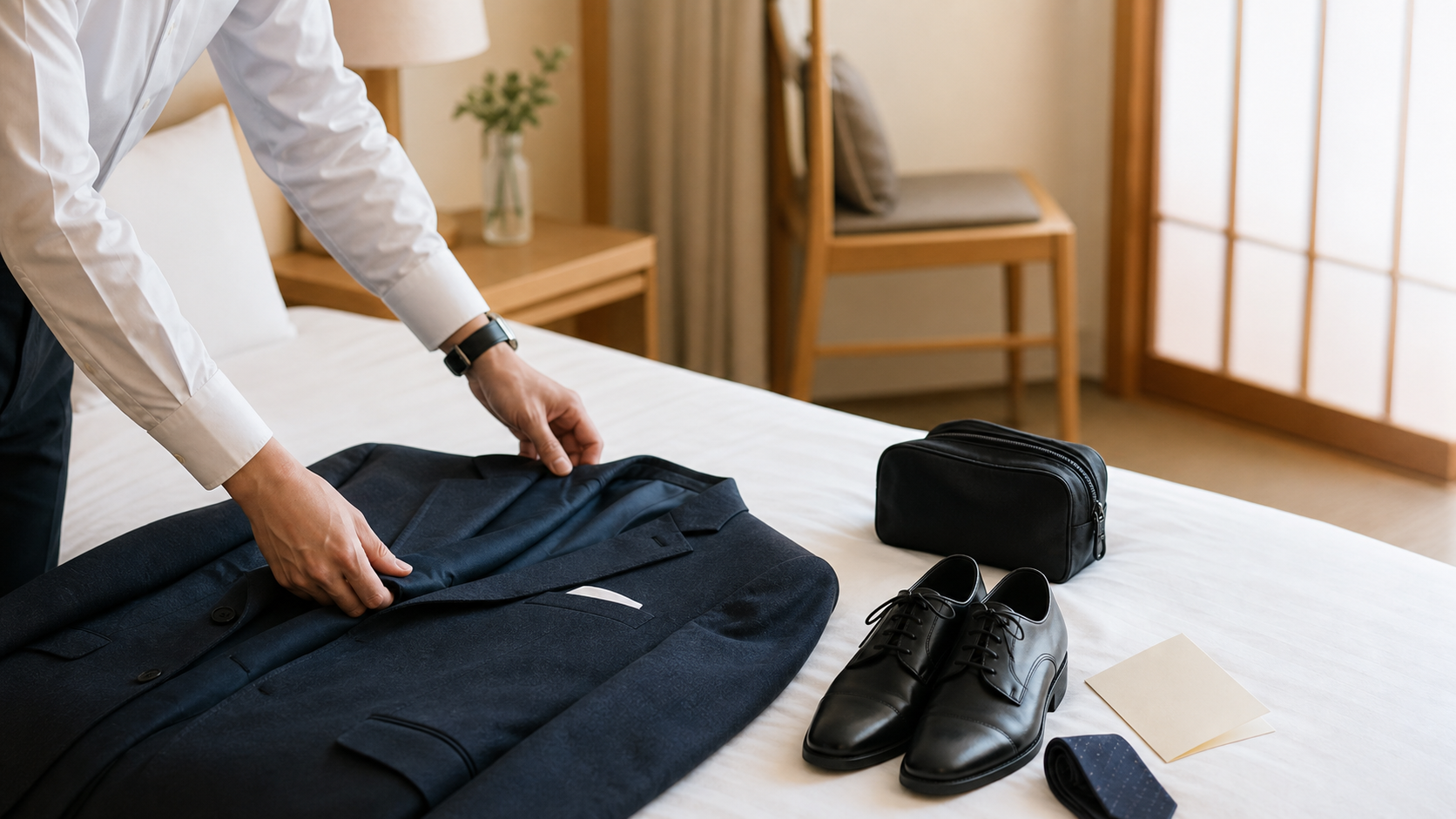 結婚式へ参列する前に服装と持ち物を落ち着いて整える人