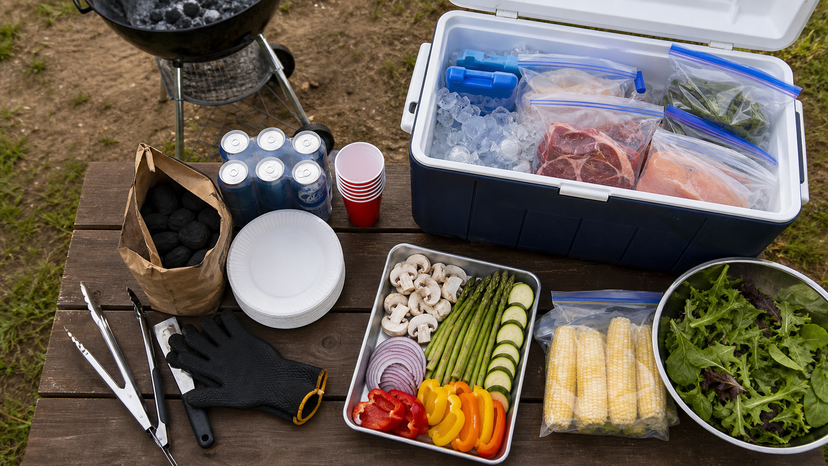 週末BBQ準備の持ち物と買い出し量を確認できる道具と食材