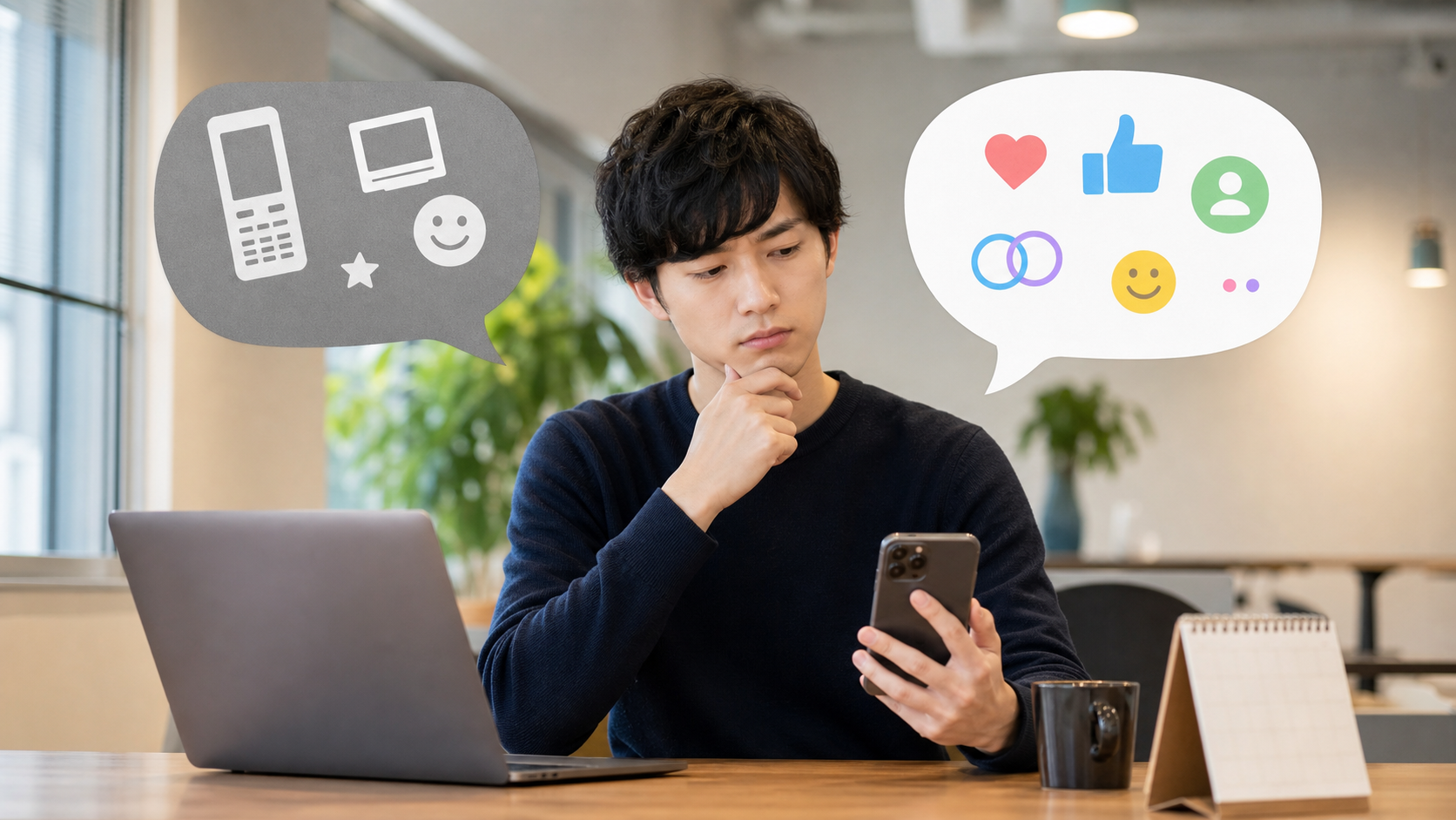 リア充という古いネット表現と今のSNS表現を比べるイメージ