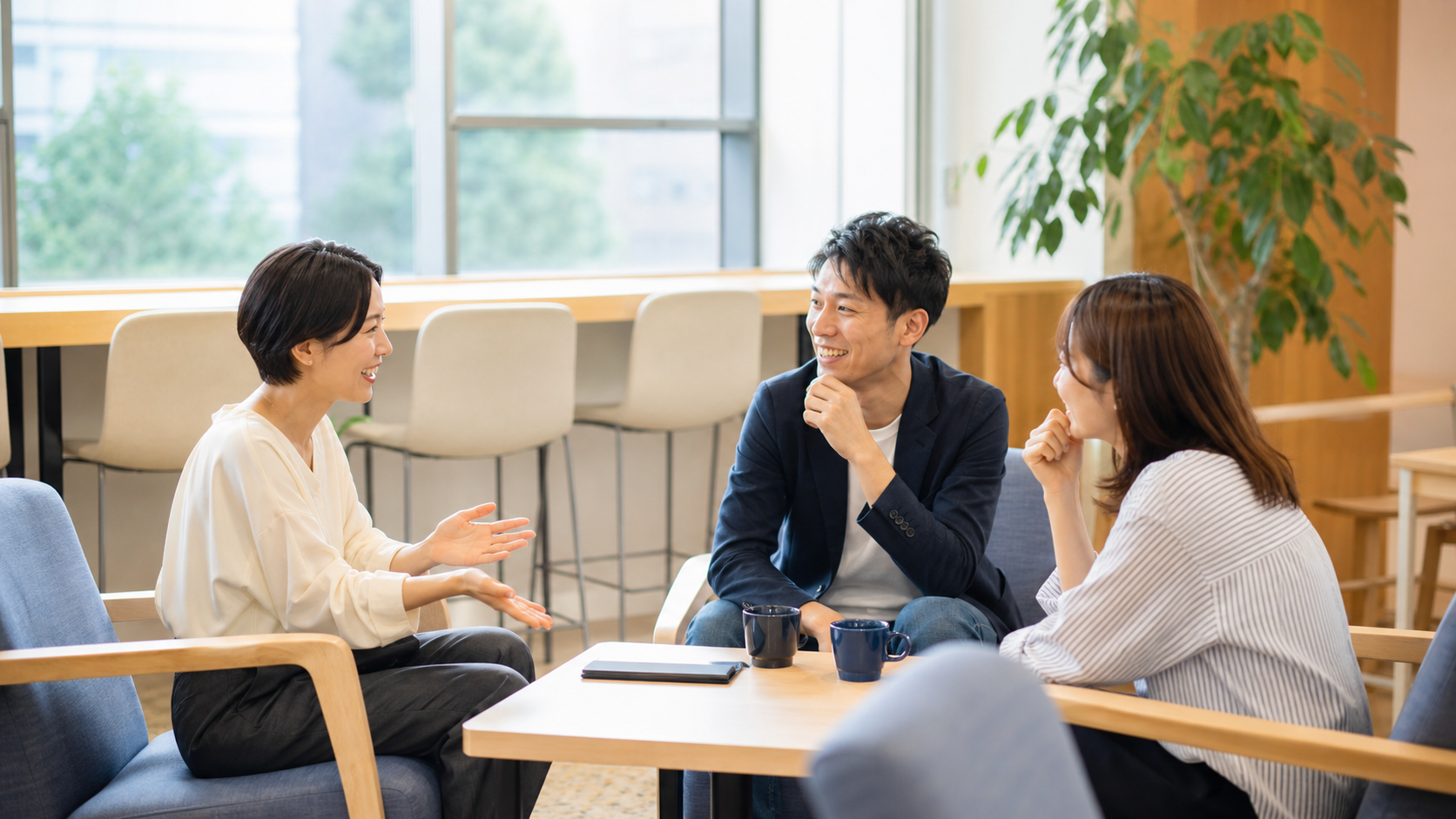 リア充の体験を押しつけず相手に質問しながら会話する休憩スペース