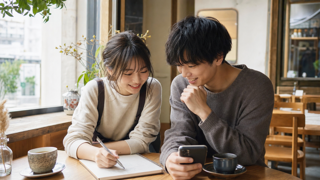 リア充とはカップルだけかをカフェで話し合う二人