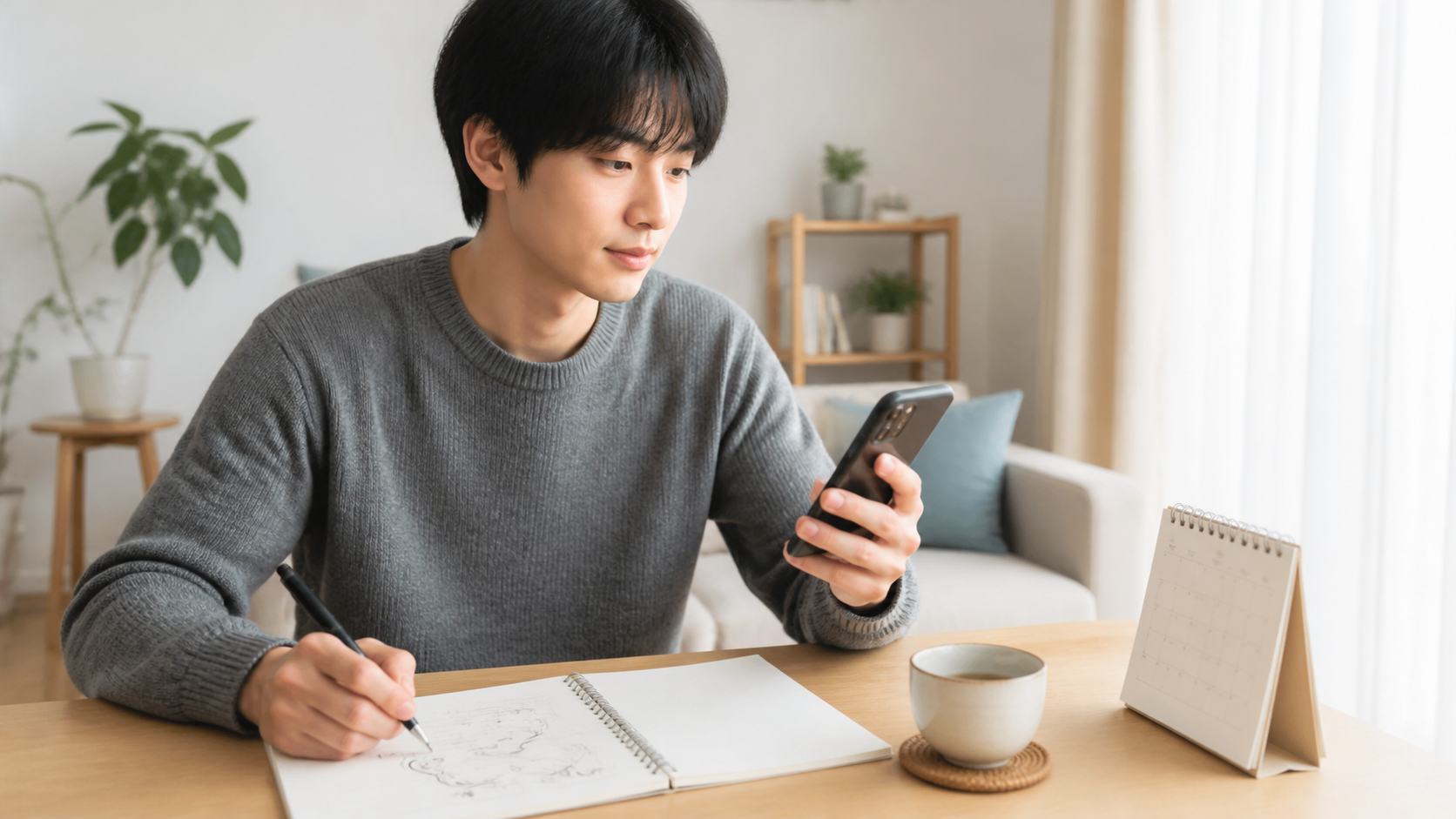 SNSをミュートして自分の予定をノートに書く人