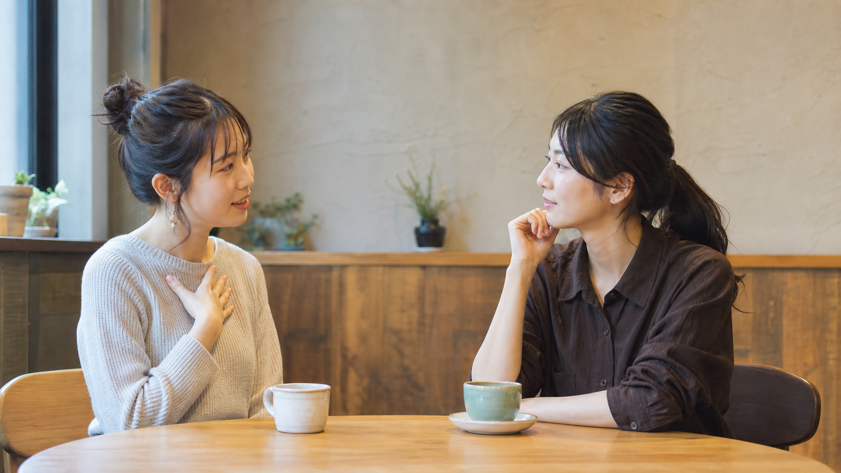次は誘ってほしいと友達へ穏やかに伝える二人の会話