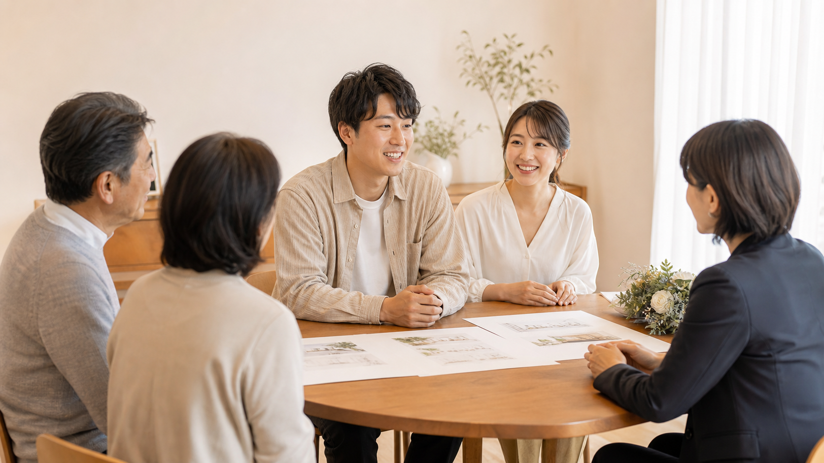 友達が少ない結婚式について家族と相談する二人