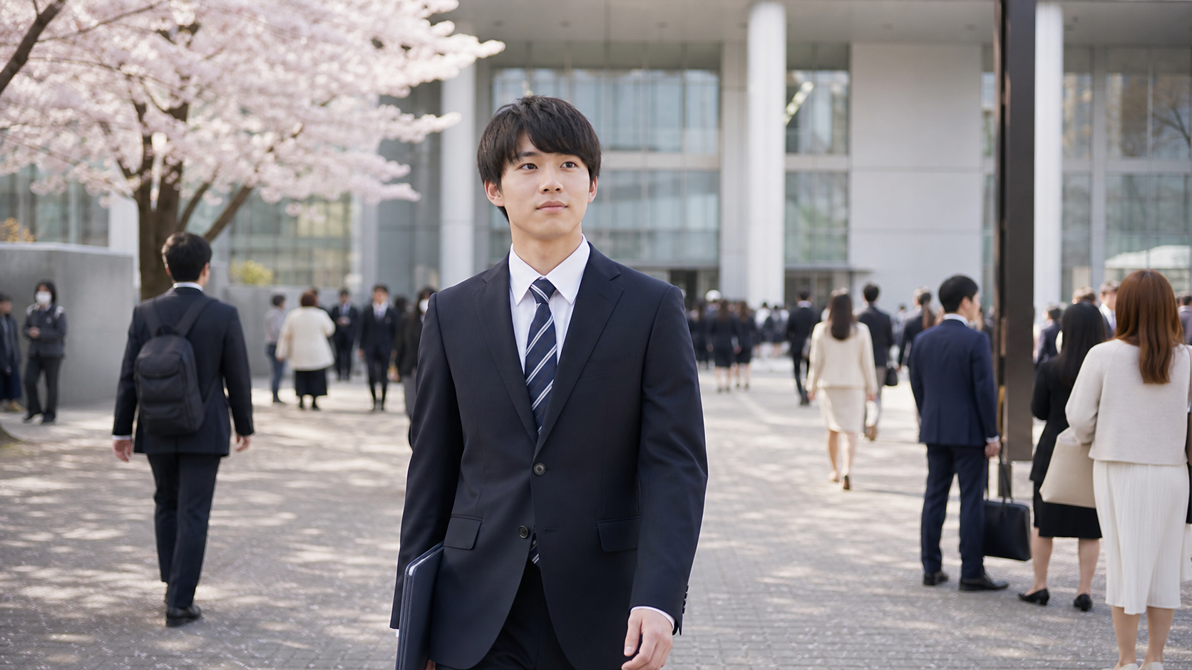 大学の入学式に一人で参加する新入生