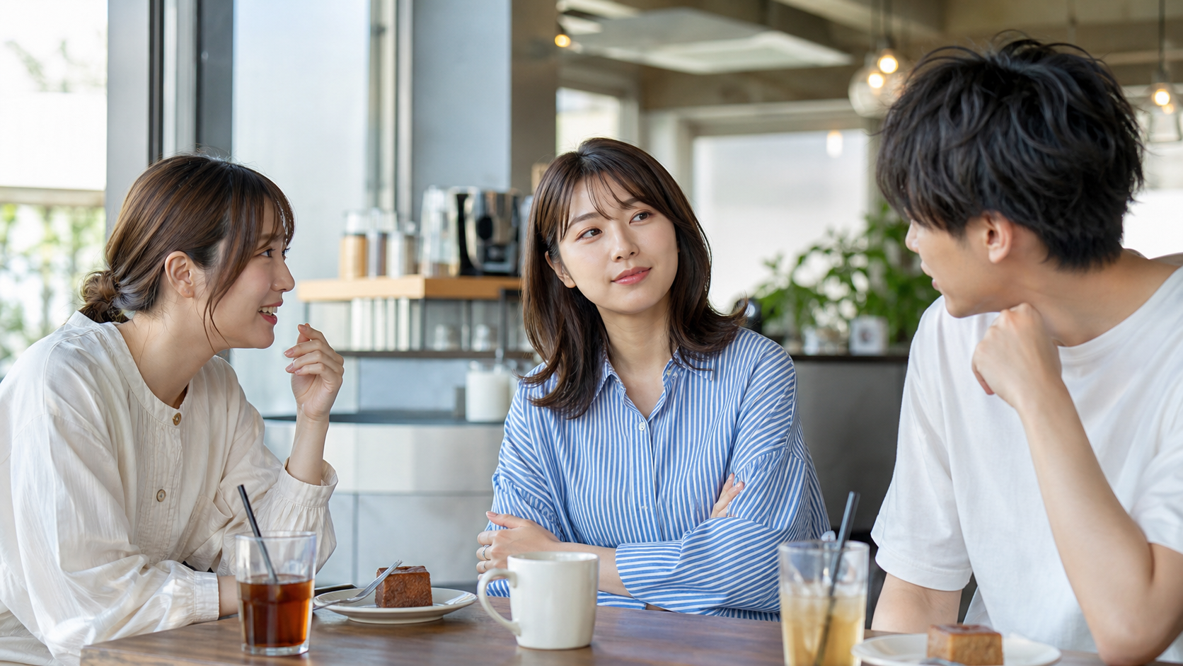 友達に煽られた後も落ち着いて会話する3人