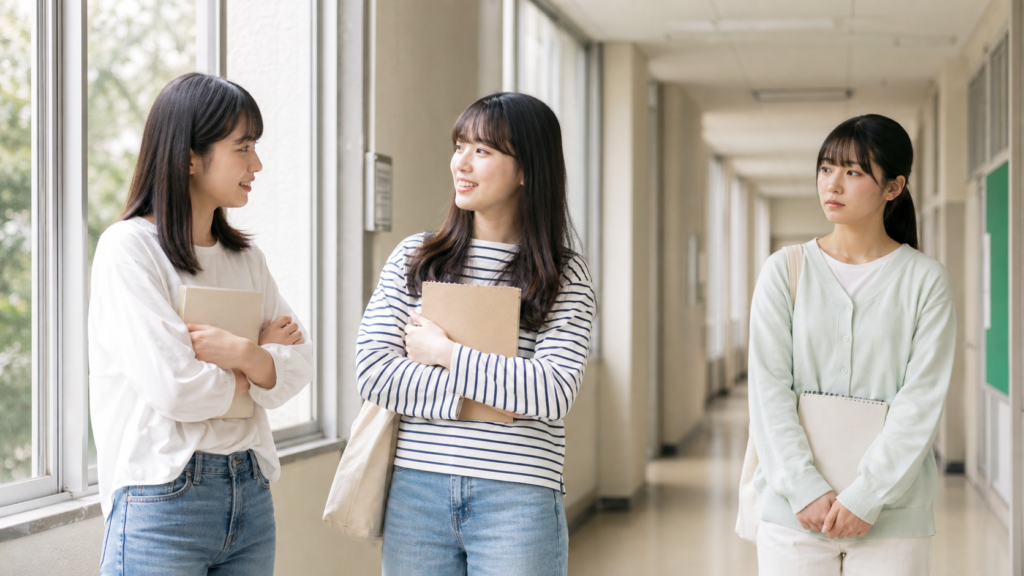 3人組で自分だけ仲間外れに感じて悩む学生