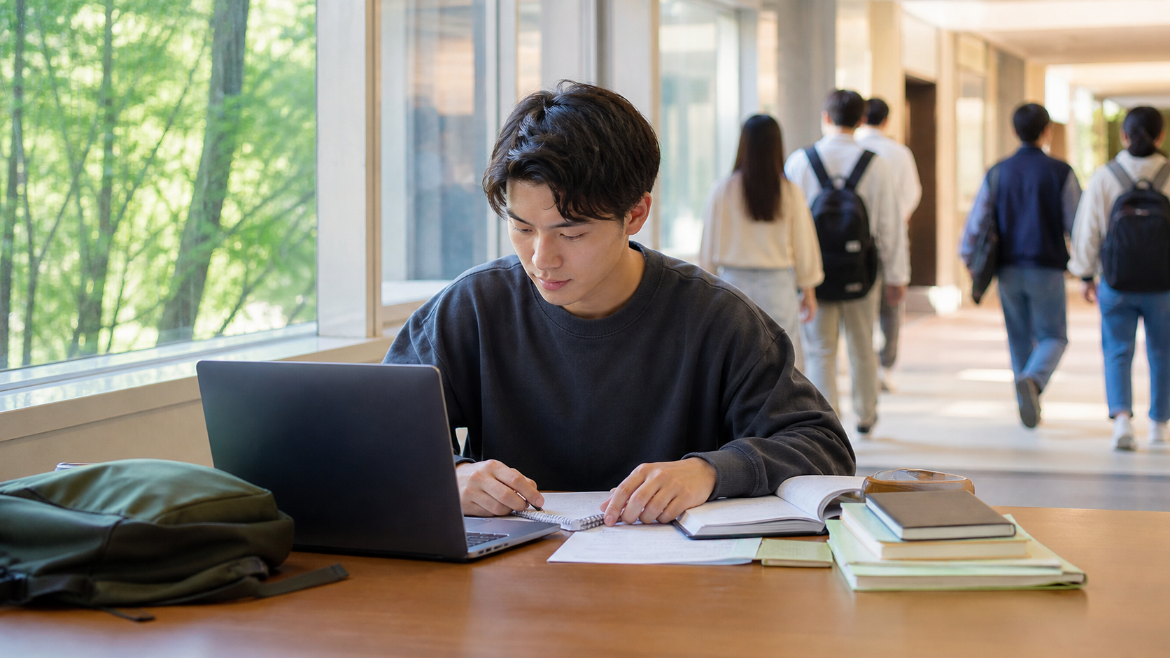 大学で授業情報を自分で整理する学生