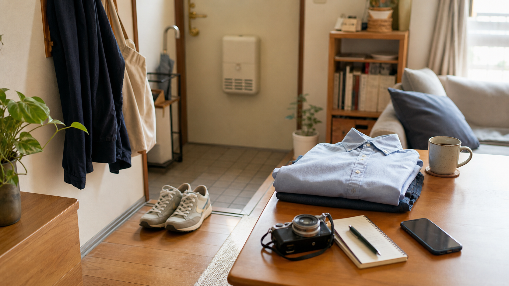 服と靴と趣味道具を整えて非リア充から抜け出す準備をする部屋