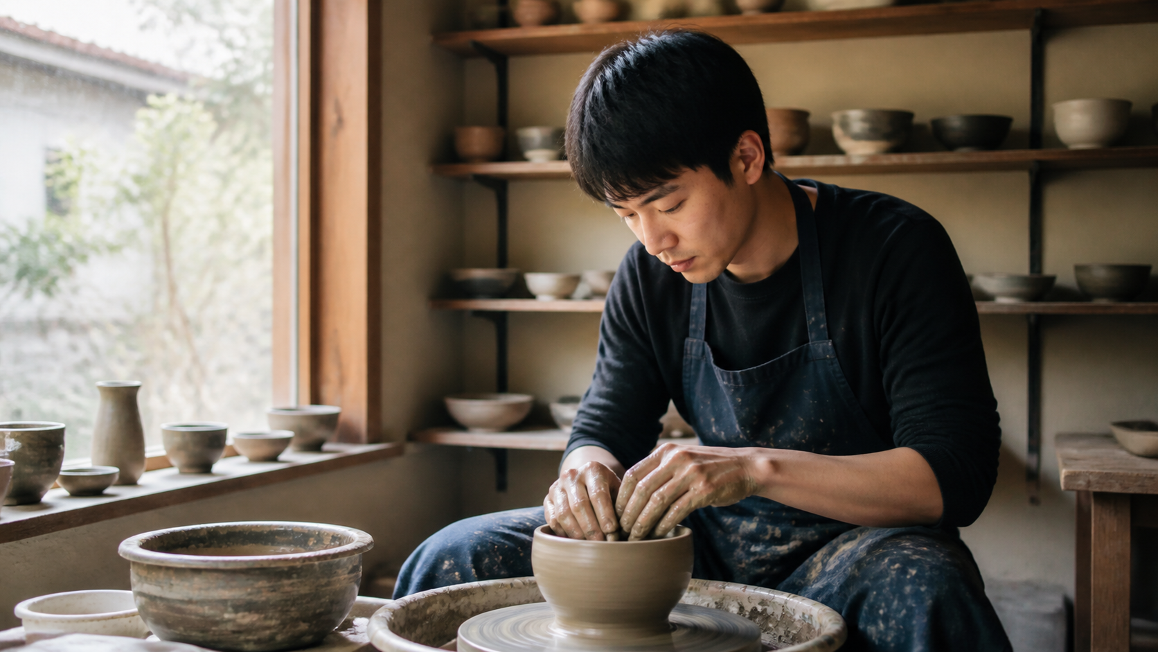 一人で陶芸を楽しむ時間もリア充に含まれることを表す男性