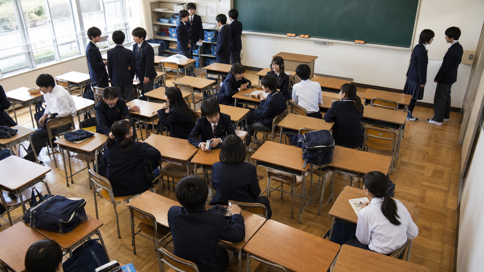 中学生の彼氏・彼女がいる率は少数派だと考える教室の様子