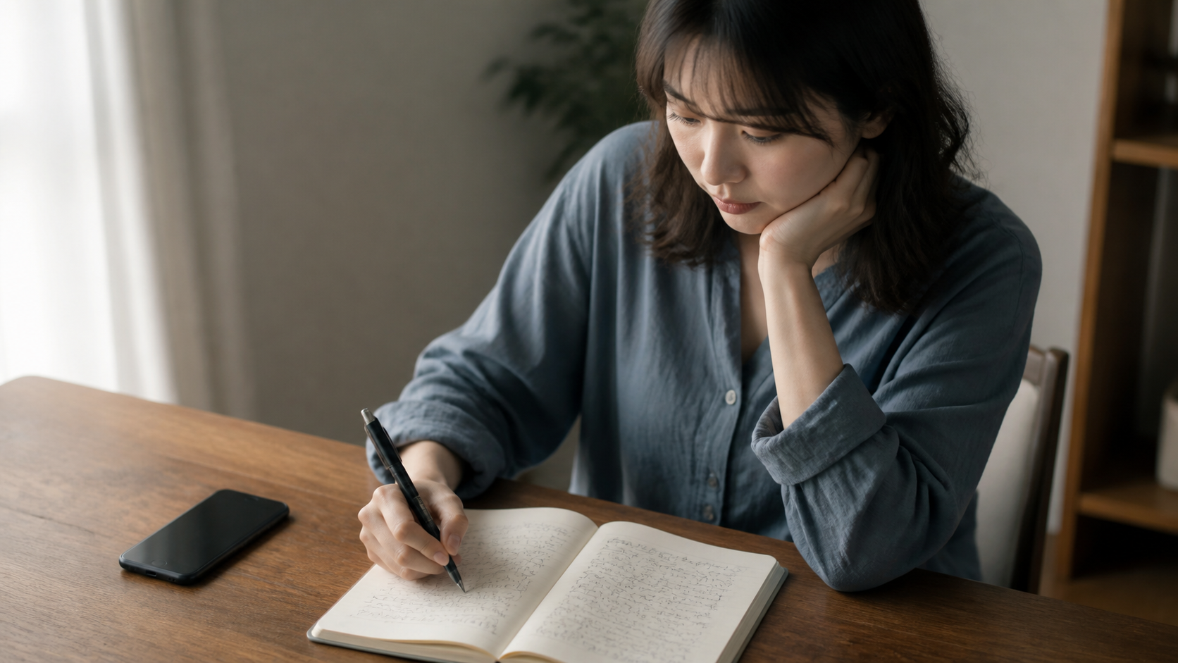 SNSを見た後にリア充への羨ましさと自分の本音をノートへ書き出す人