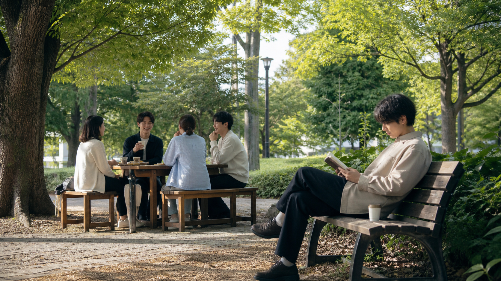 友人との時間と一人時間それぞれの充実を楽しむ若者たち