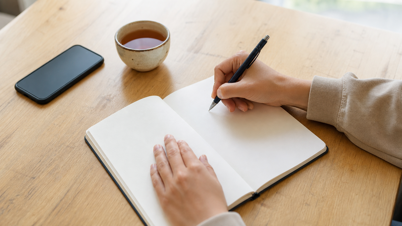 リア充への嫉妬をノートに書き出して小さな行動に変える手元