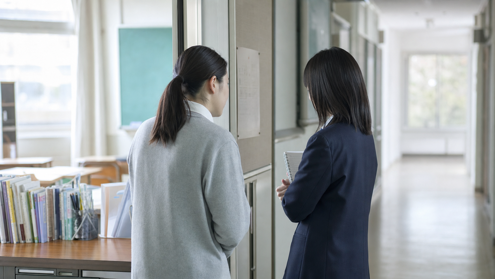 席替えの悩みを先生に相談する学生