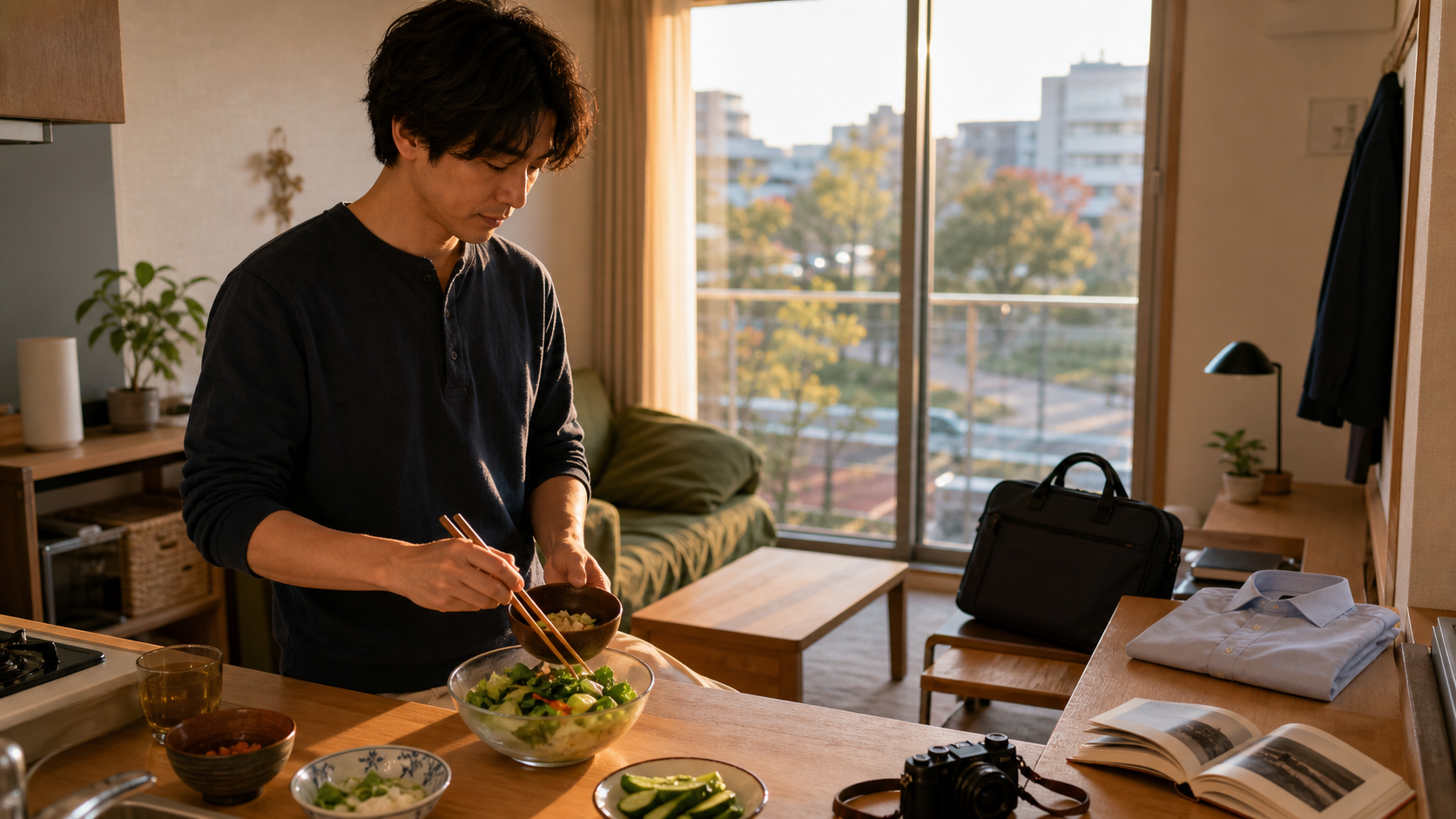 散歩と趣味と食事を楽しみ月曜の準備も整える社会人