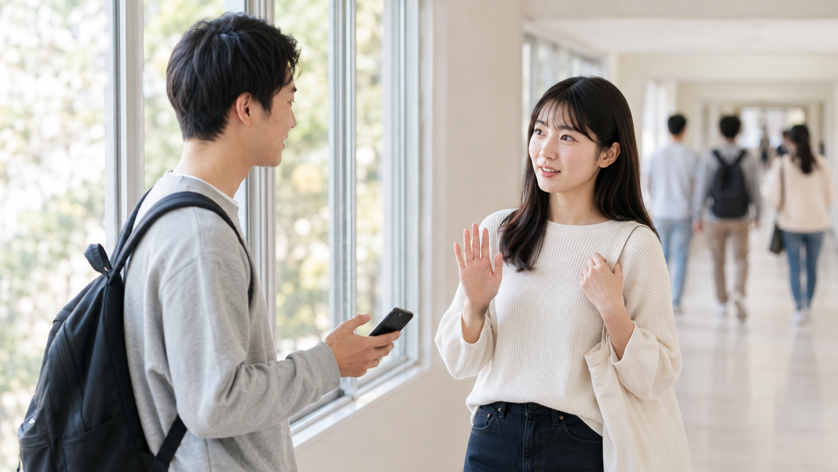 学校でインスタ交換を断る言い方を伝える学生