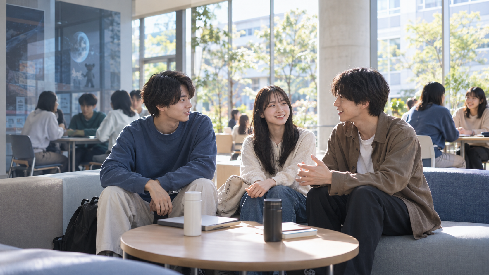 キョロ充は死語かを考えながら自然に会話する大学生